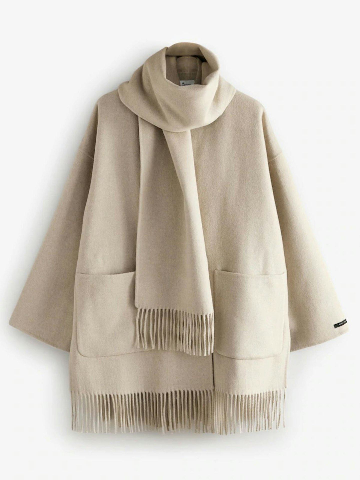 Next, Cream Premium Handsewn Wool Rich Scarf Coat