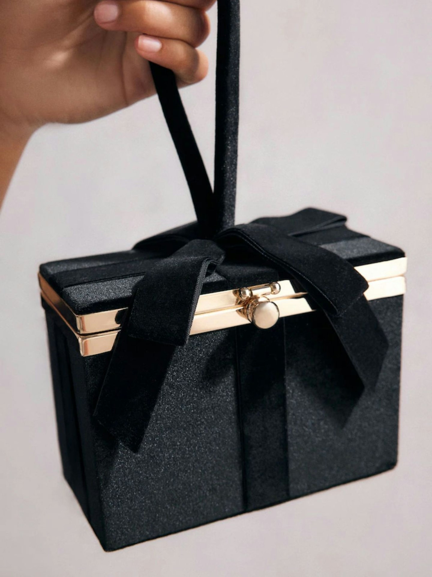 Black Tabitha Simmons Present Bow Box Clutch Bag