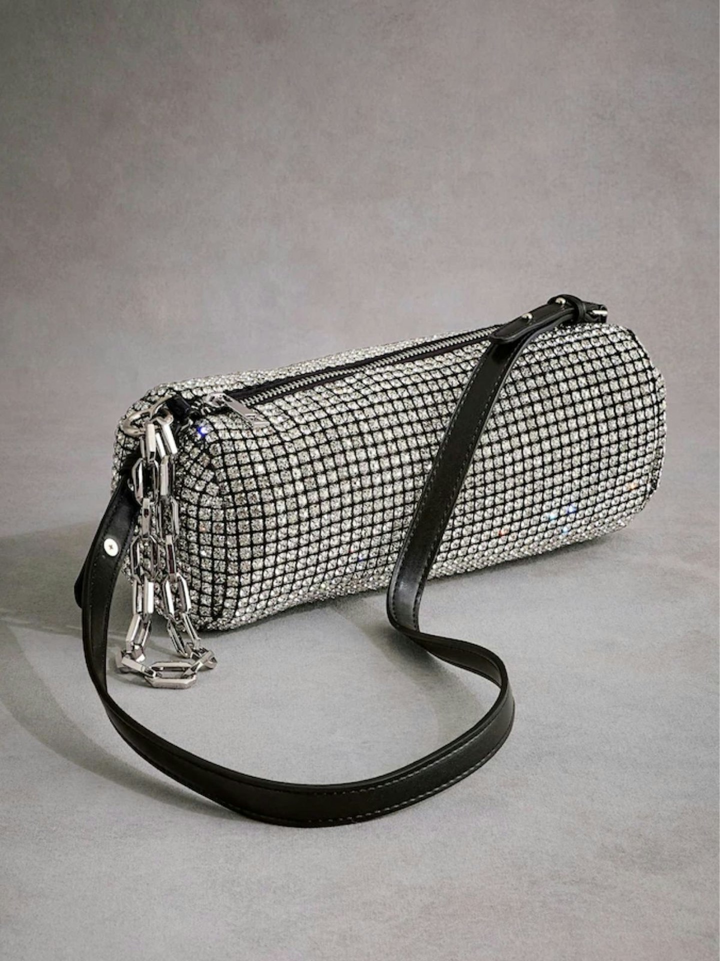 Silver Tabitha Simmons Ana Sparkle Barrel Shoulder Bag