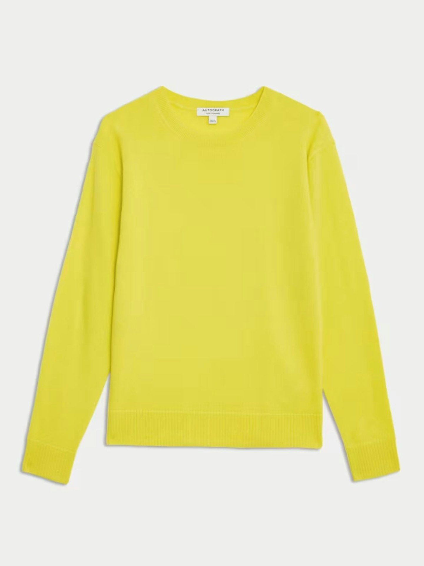 Pure Cashmere Textured Crew Neck Jumper - Acid Yellow