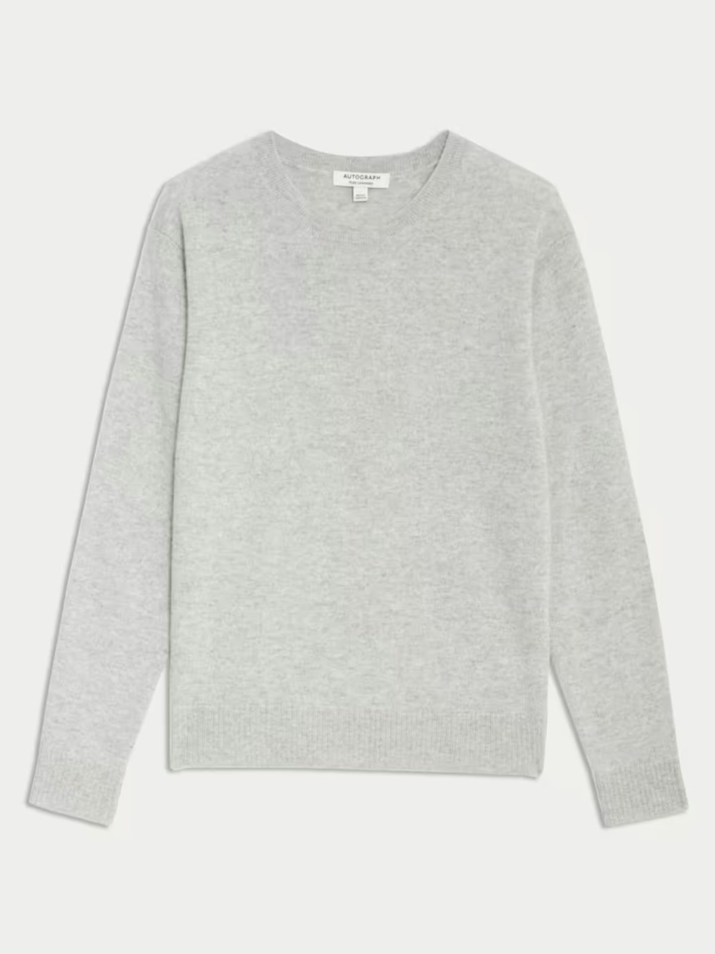 Pure Cashmere Textured Crew Neck Jumper - Grey Marl