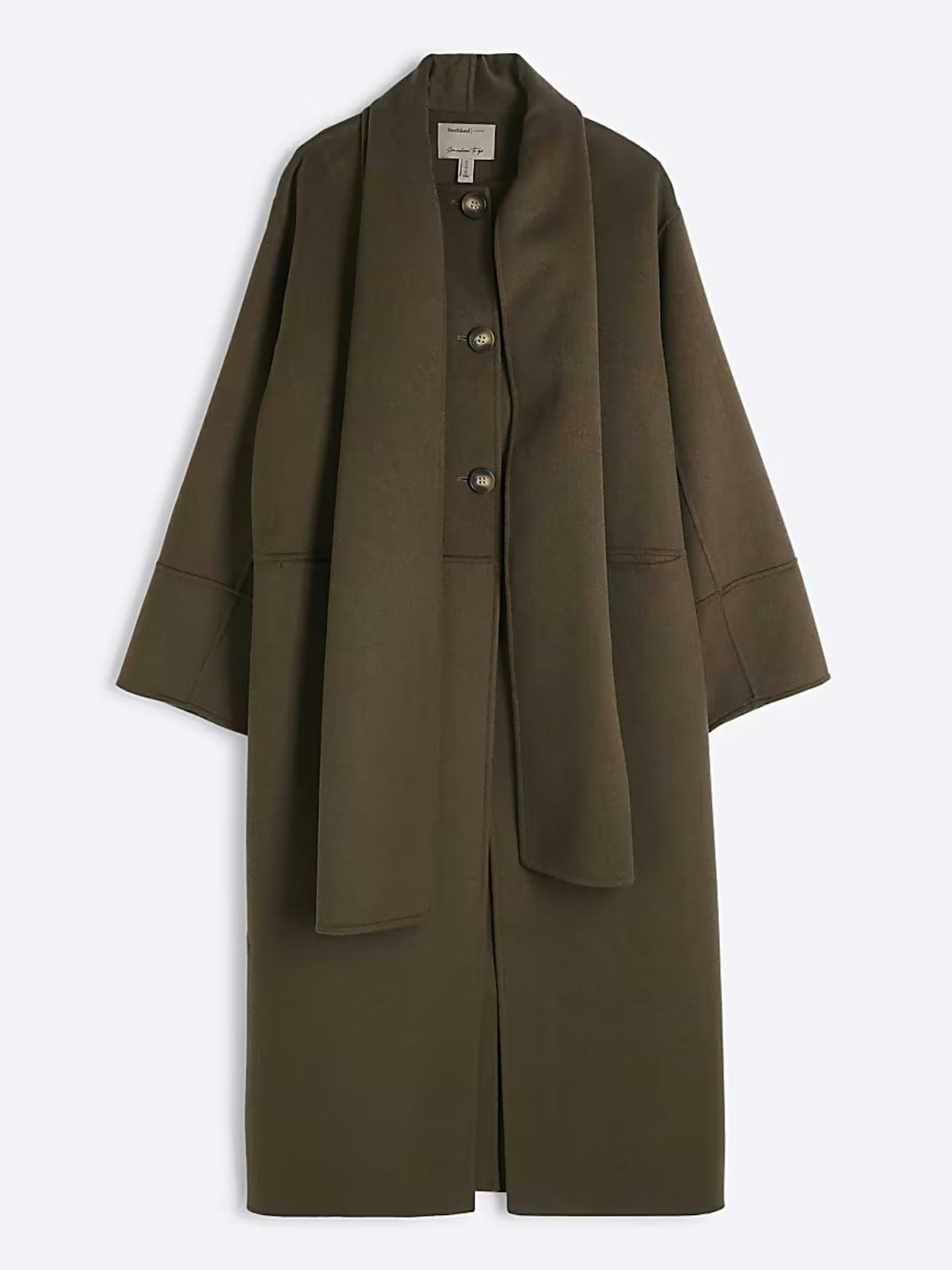 River Island, Premium Wool Blend Scarf Coat