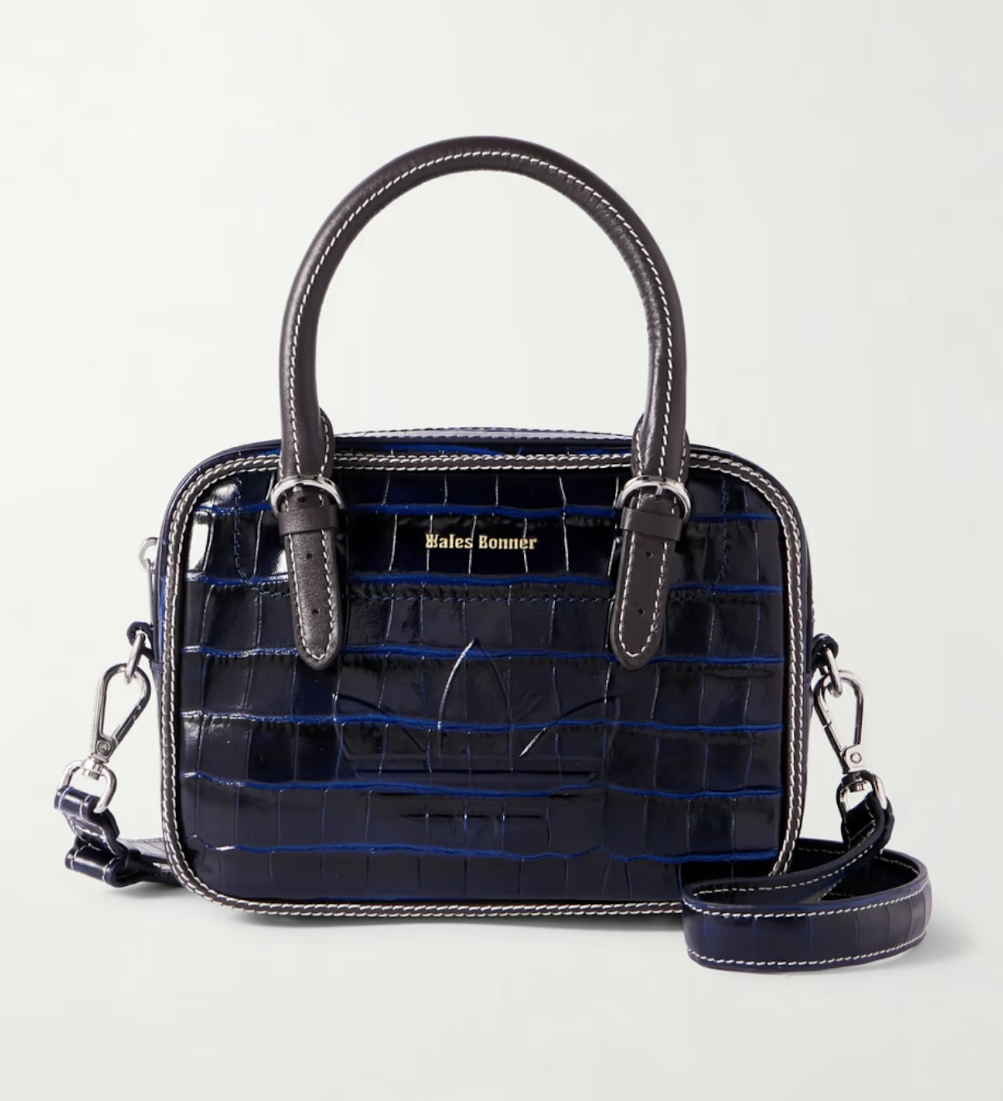 navy croc effect bag