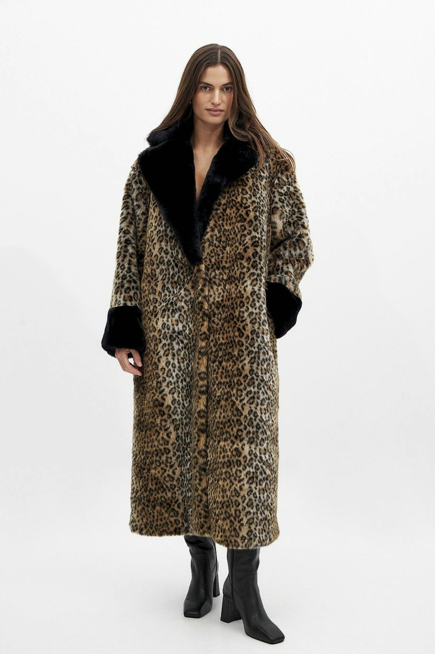 leopard print faux fur coat