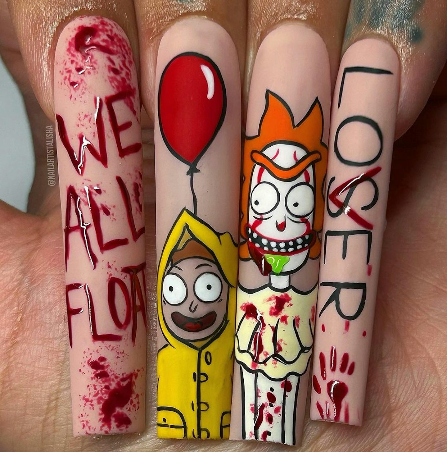 It Clown Movie Halloween Nails
