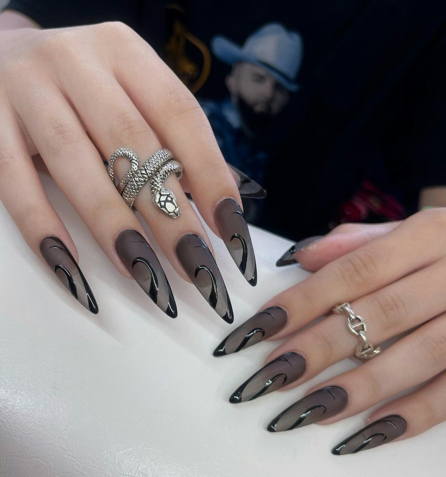 Matte Black Halloween Nails