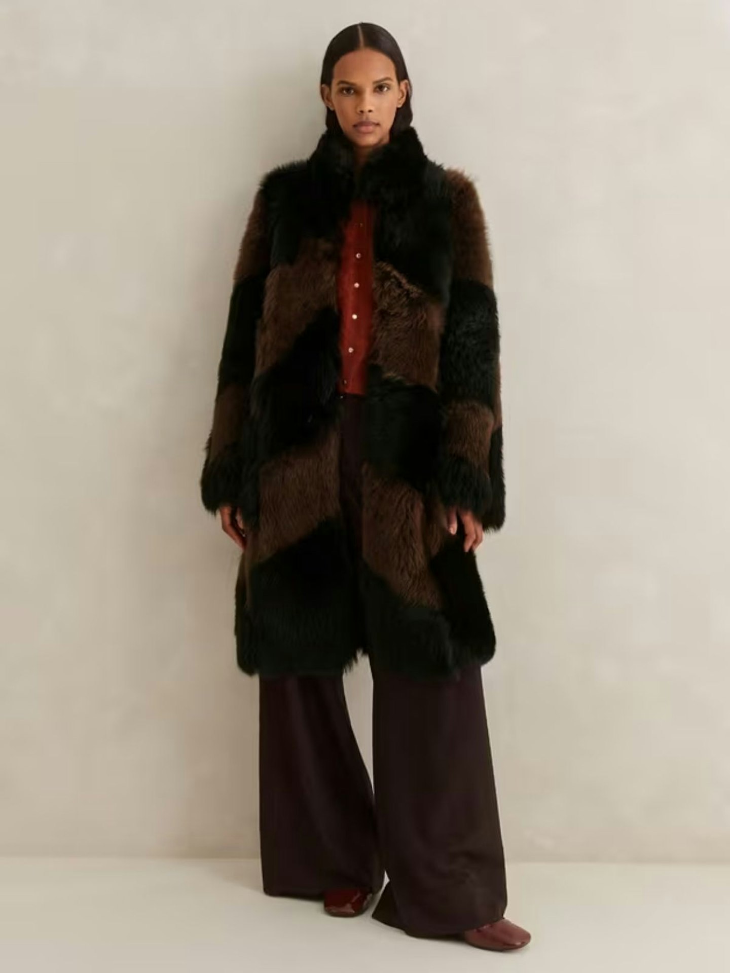 Statement Shearling Patchwork Coat