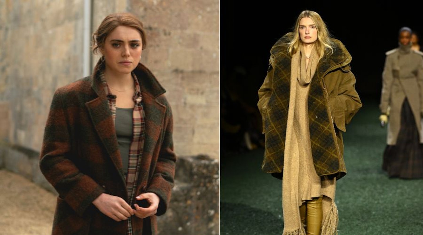 (L-R): Bella McLean as Taggie in Rivals; Burberry AW24