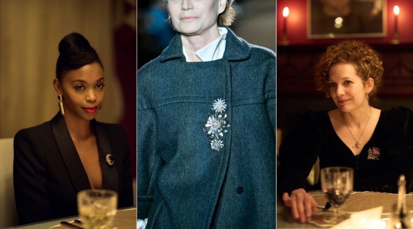 (L-R): Nafessa Williams as Cameron Cook; Miu Miu AW24; Katherine Parkinson as Lizzie Vereker