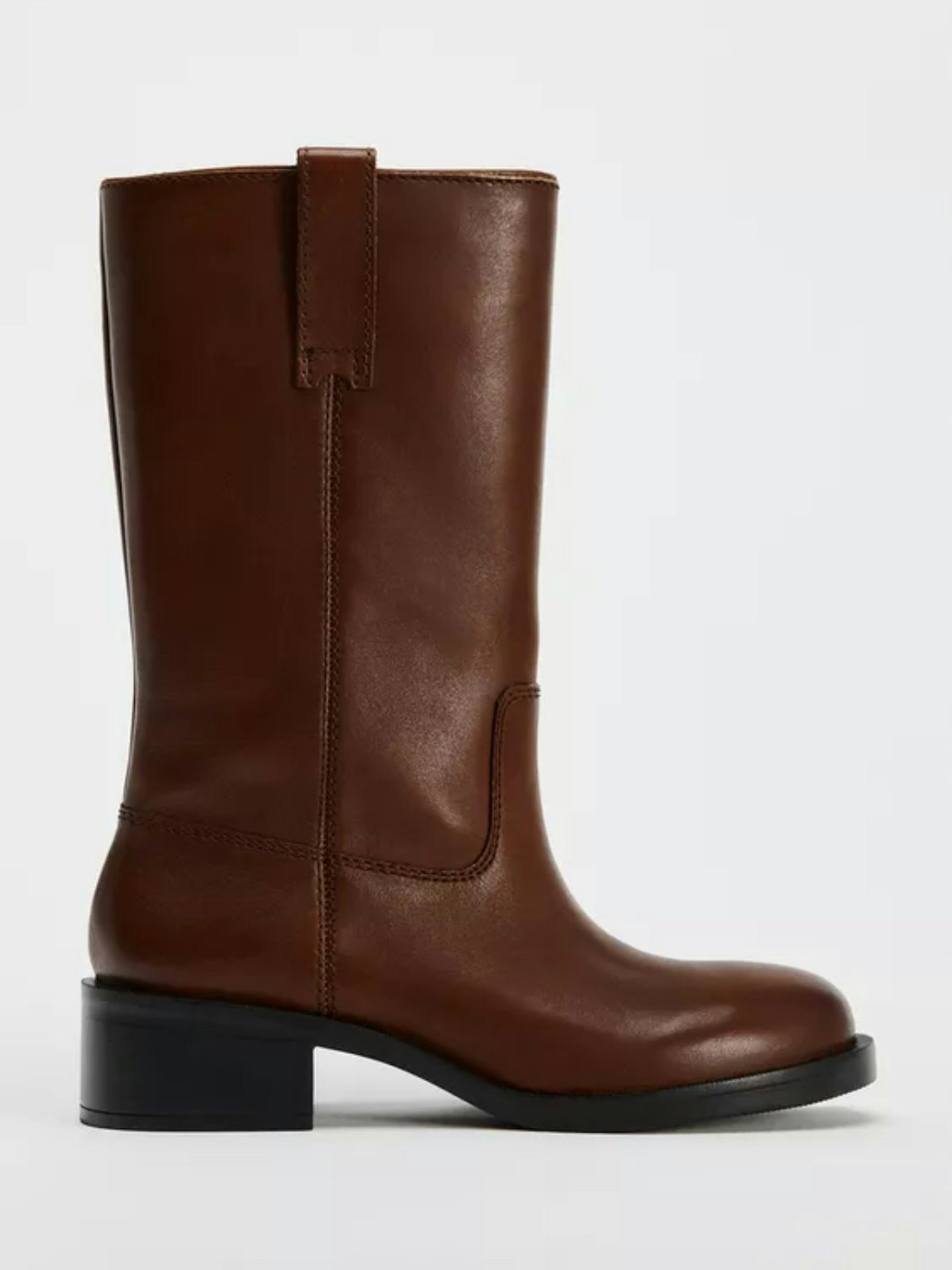 Zara, Wide-Leg Leather Ankle Boots