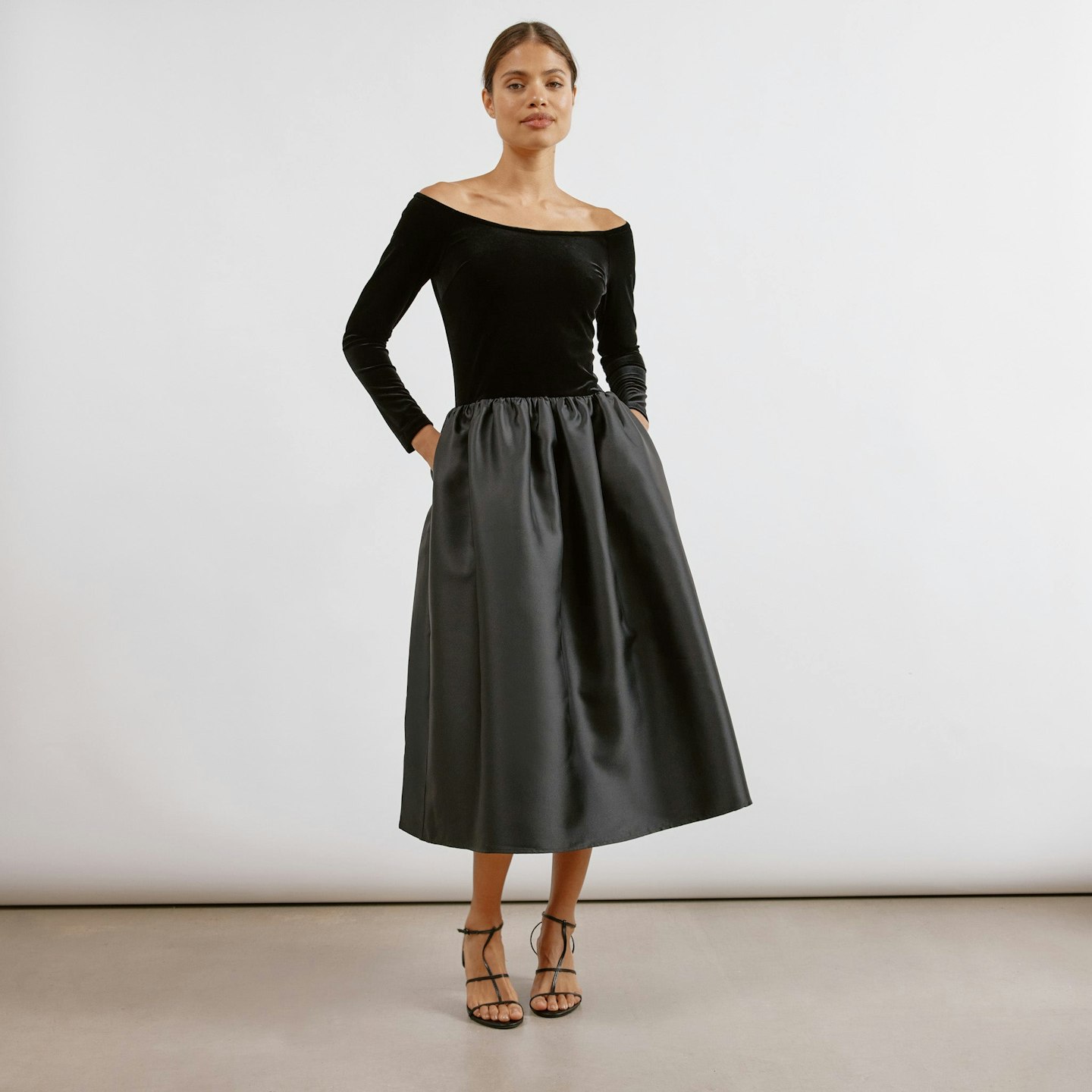 Albaray Velvet And Taffeta Midi Dress