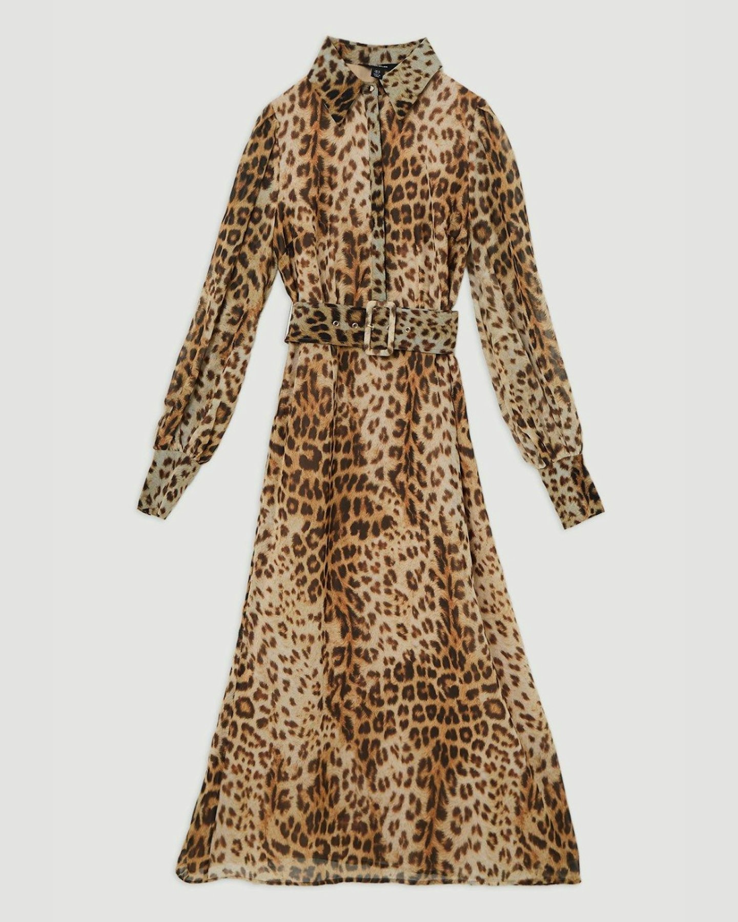 Karen Millen, Georgette Belted Leopard Print Shirt Dress