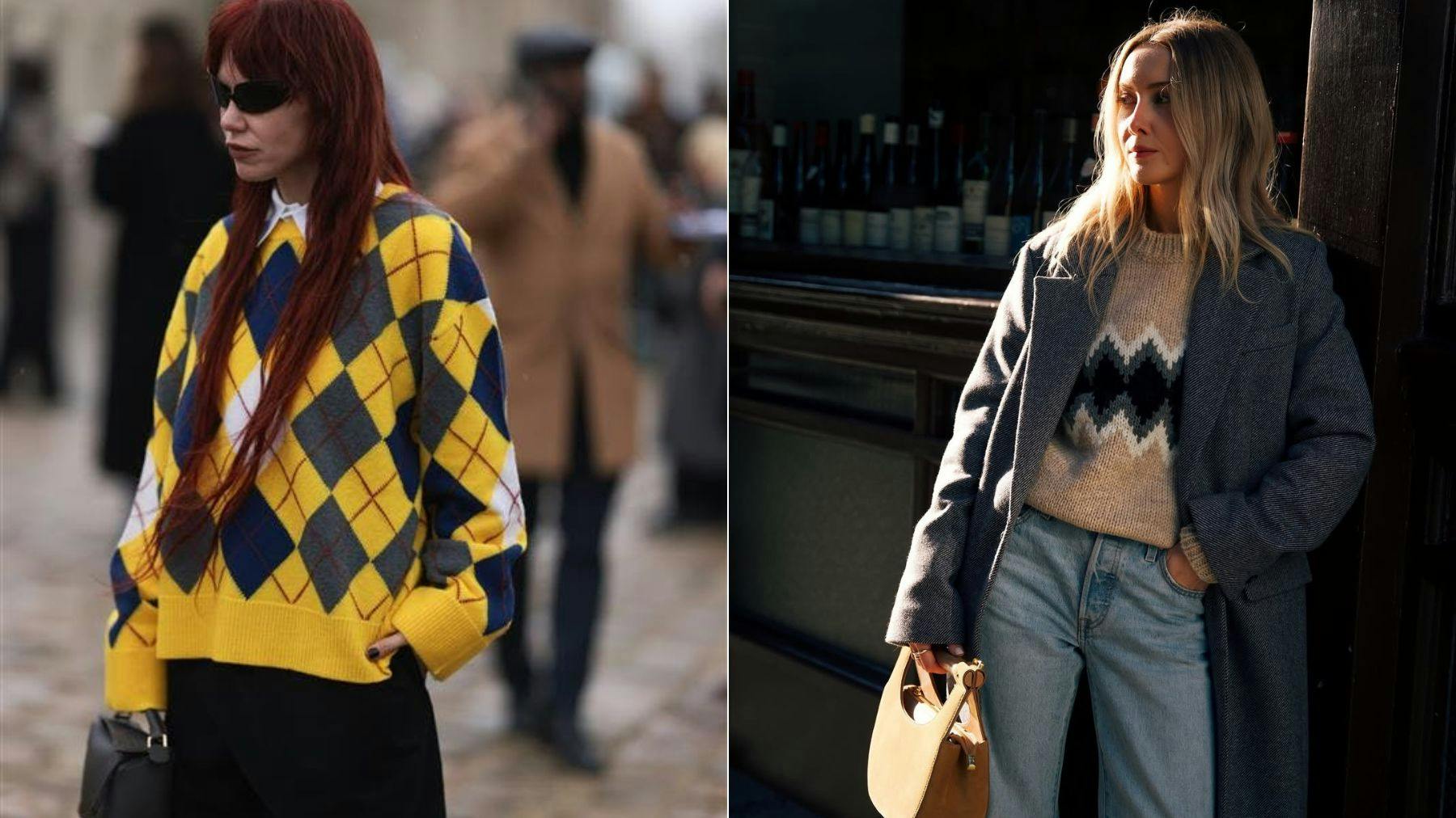 BEEDEN ARGYLE LOOSE KNIT TOPS