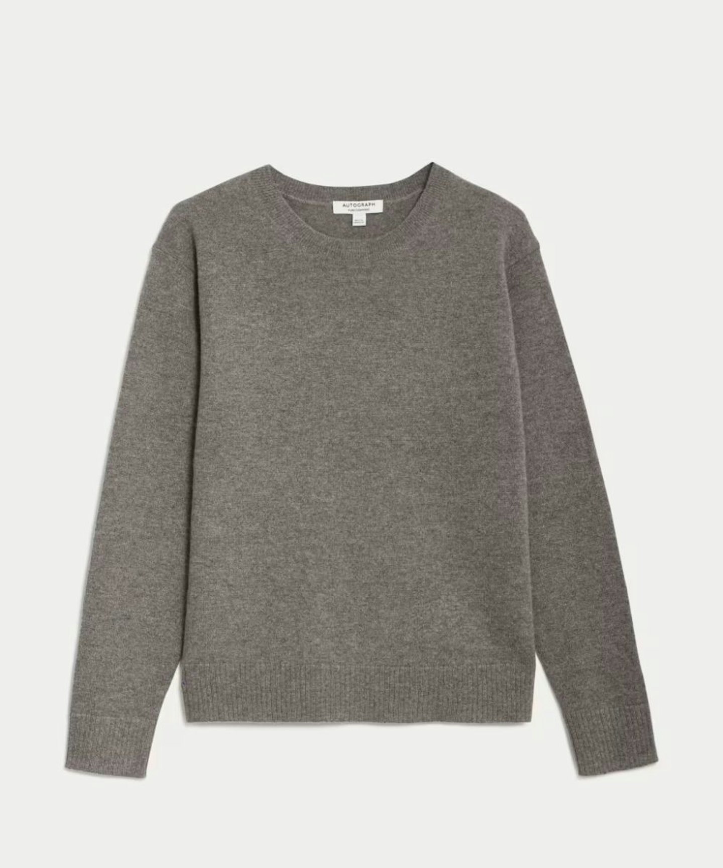 Pure Cashmere Textured Crew Neck Jumper - Mole