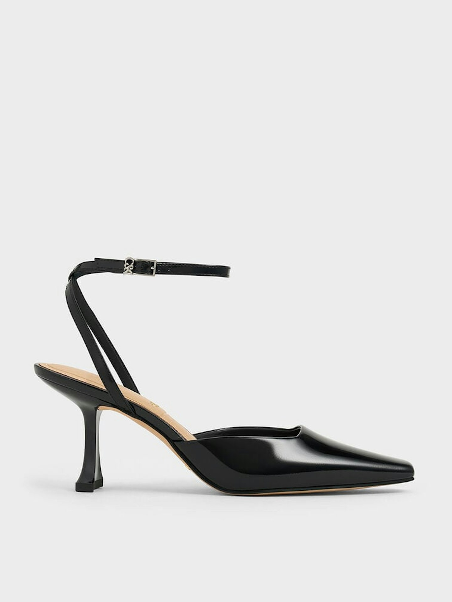 Charles & Keith Sculptural-Heel Ankle-Strap Pumps