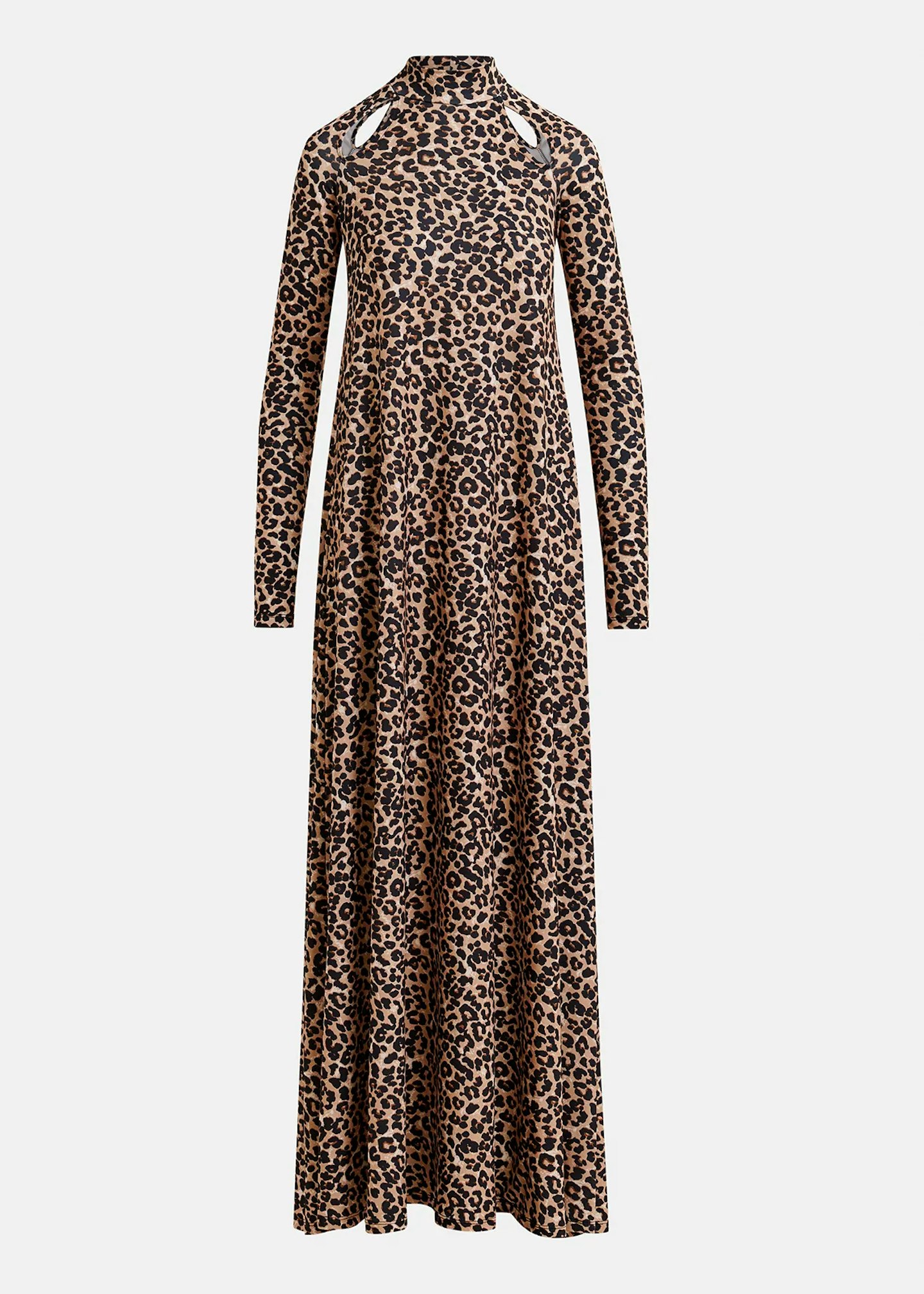 Essentiel Antwerp Brown Stretch-Jersey Maxi-Length Dress With Leopard Print