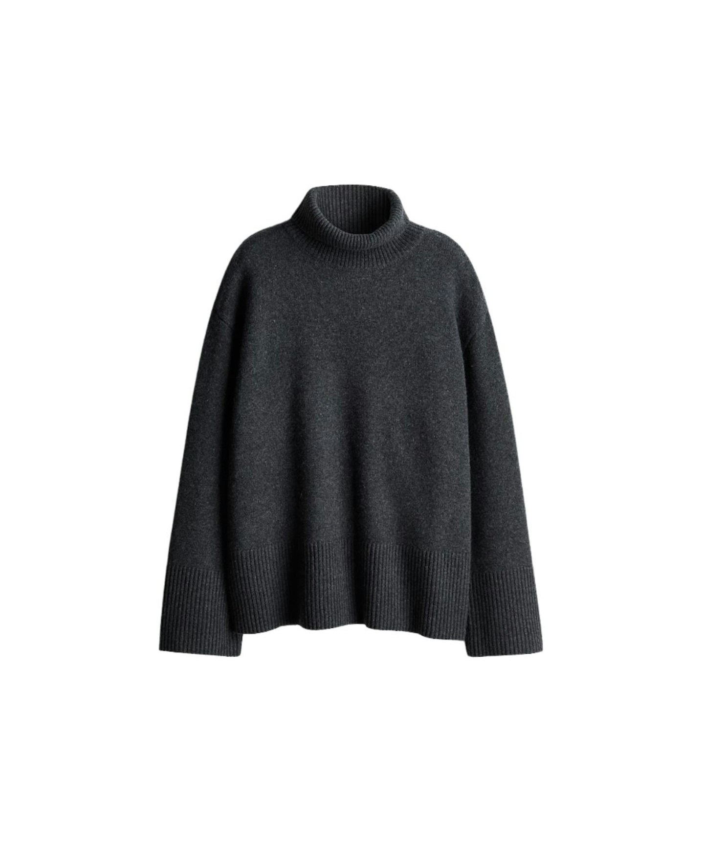 H&M Cashmere-Blend Polo Neck Jumper Grey