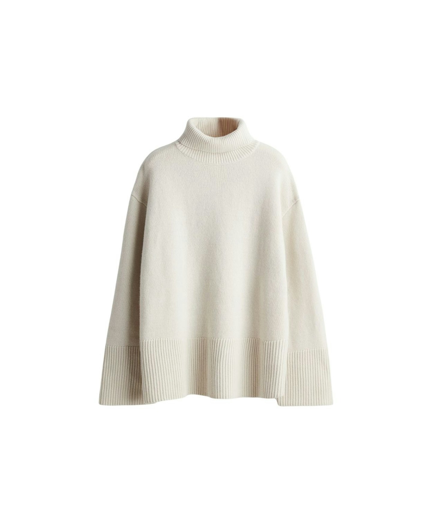 H&M Cashmere-Blend Polo Neck Jumper White