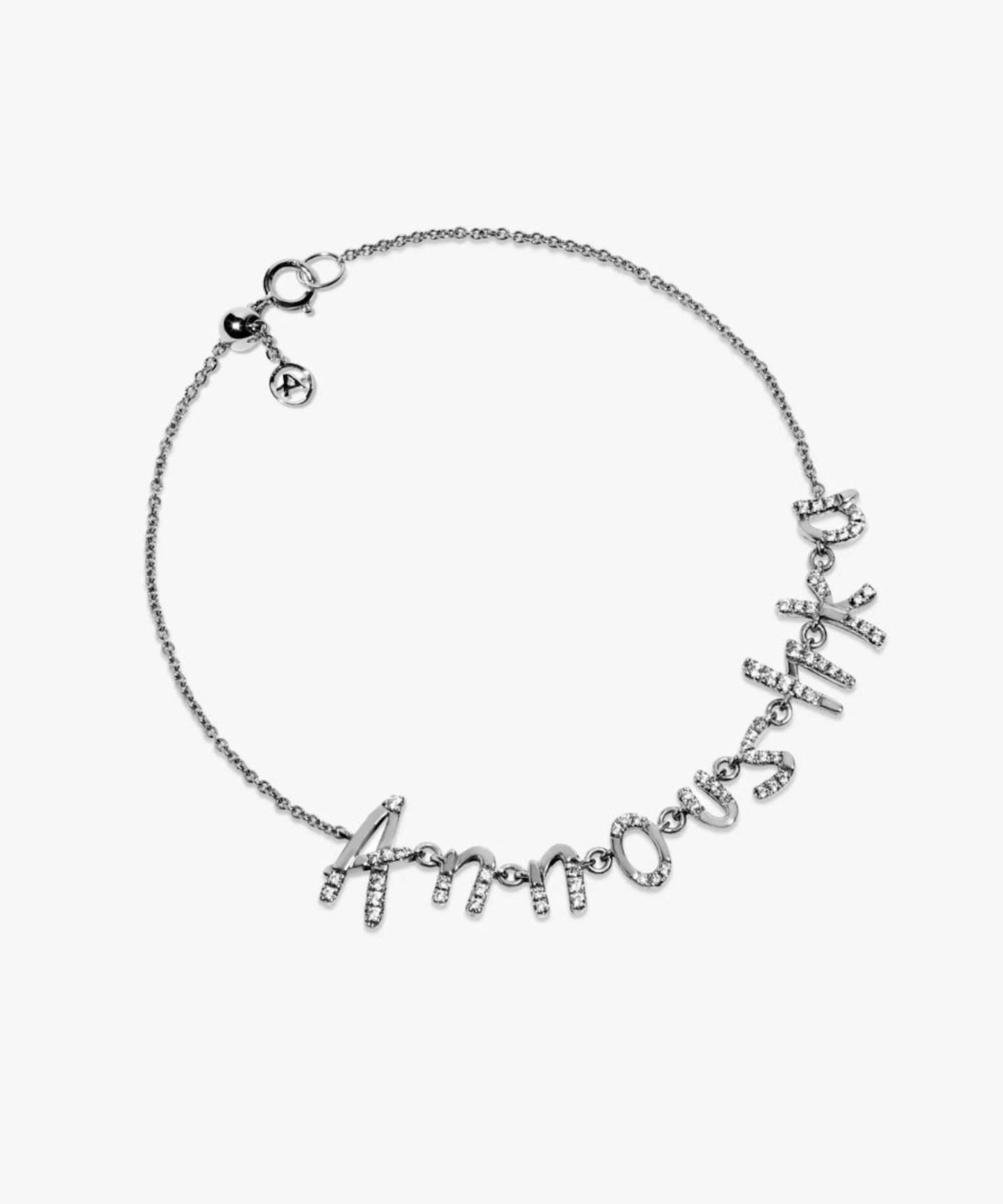 Chain Letters Personalised Bracelet, White Gold Diamond