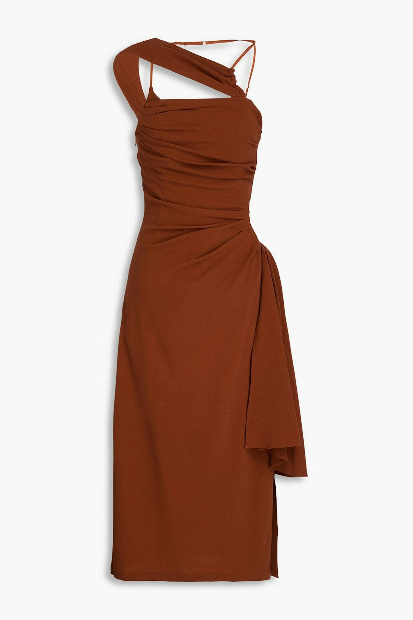 Jacquemus Cut-Out Draped Wool-Blend Crepe Midi Dress