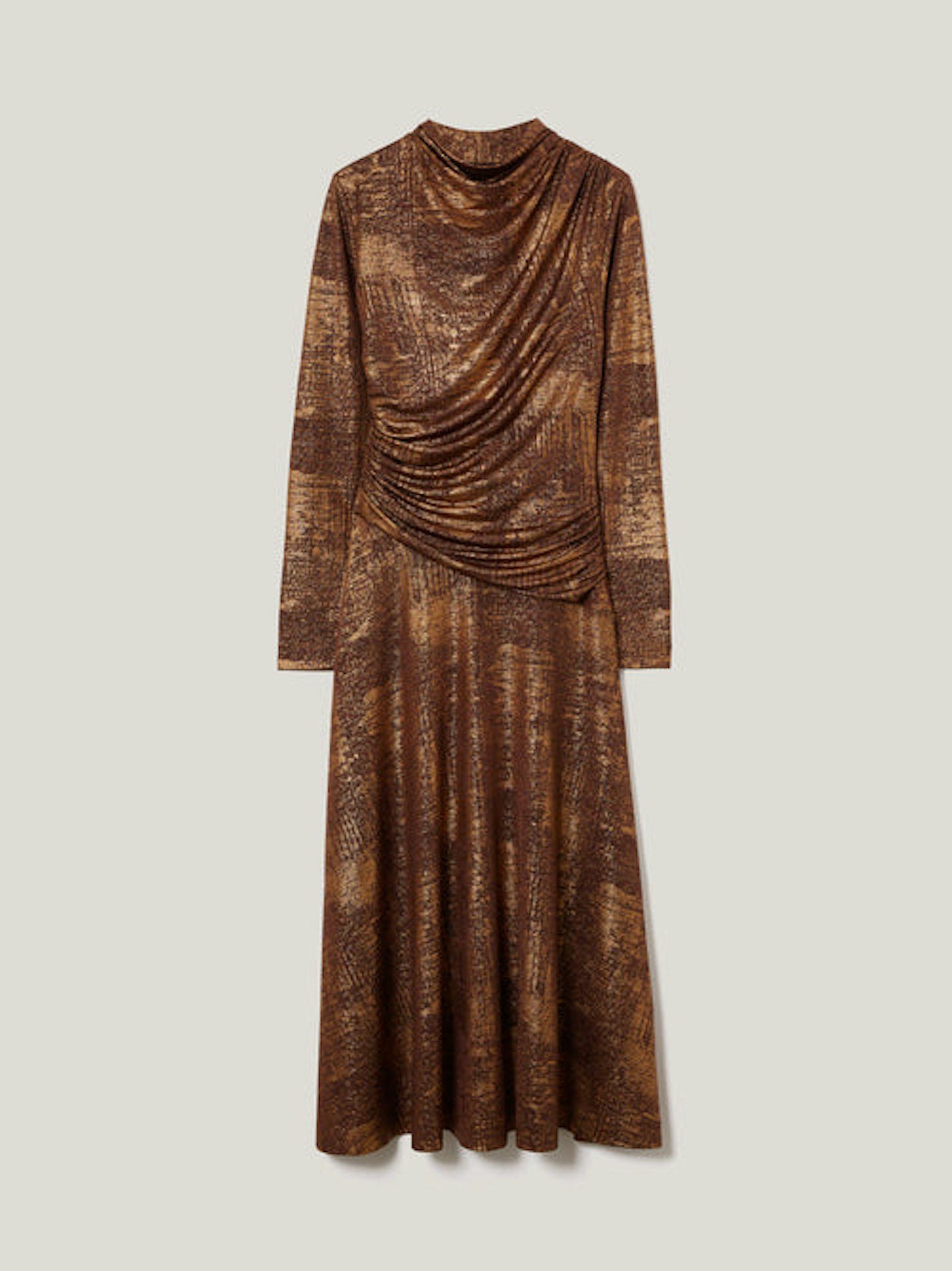 Jigsaw Brushed Bronze Draped Dress 