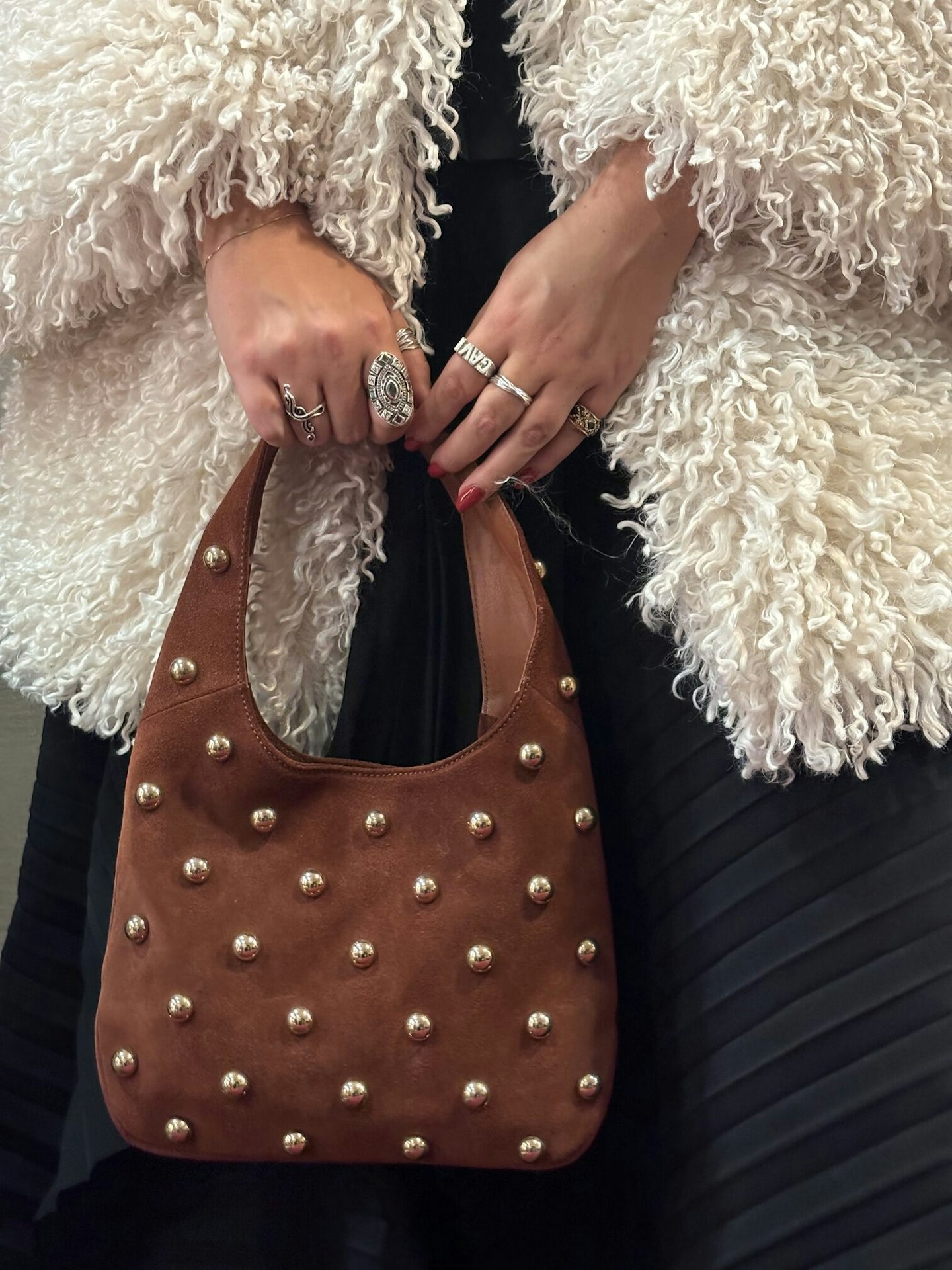 Brown Studded Handbag