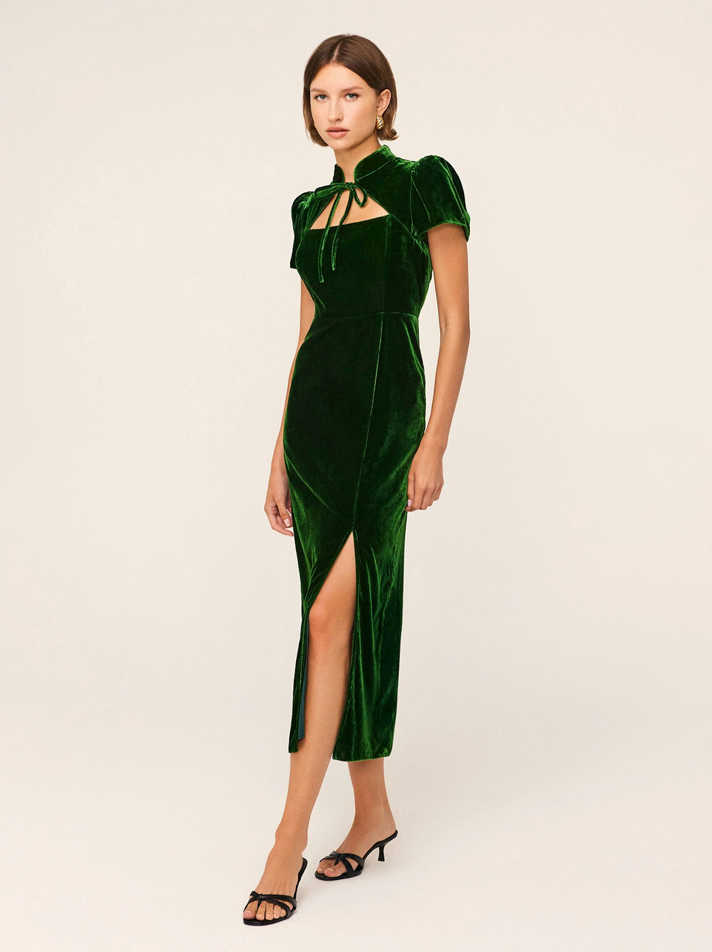 Kitri Carmella Green Velvet Midi Dress