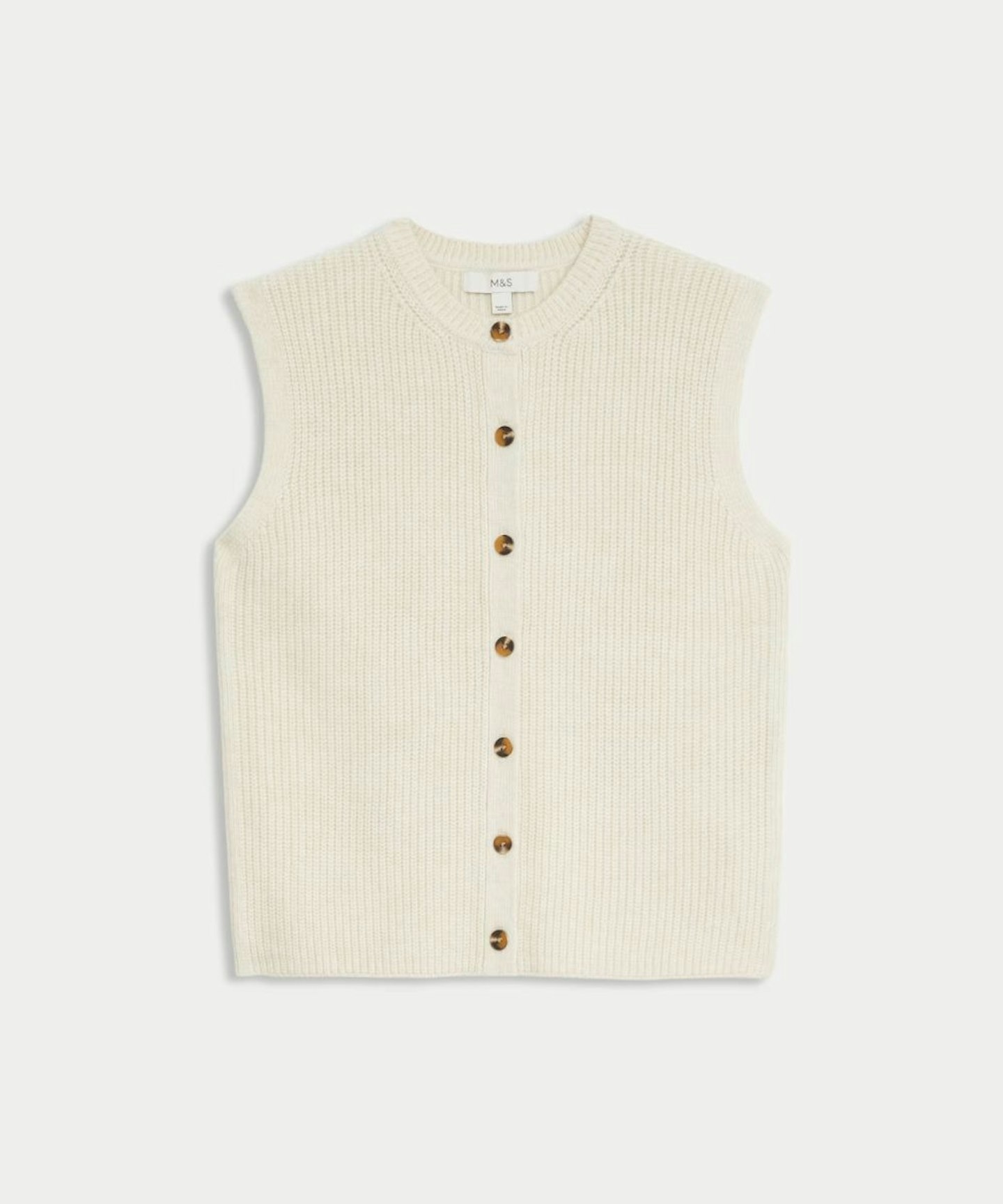 Cloud-Yarn Knitted Crew Neck Waistcoat