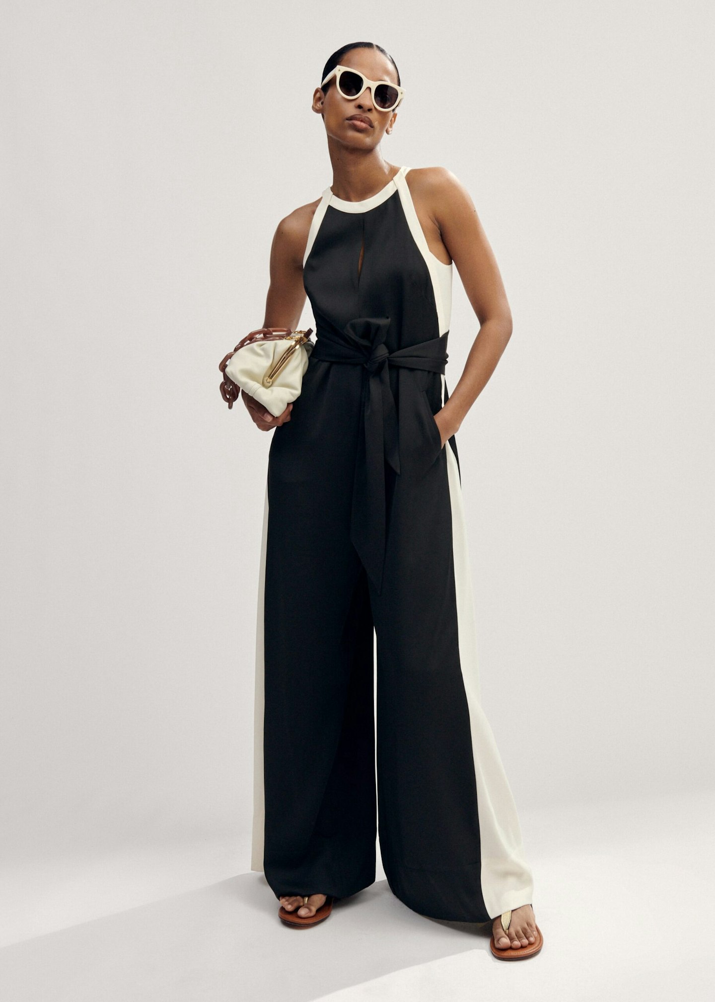 Me+Em Monochrome Halter-Neck Jumpsuit And Belt