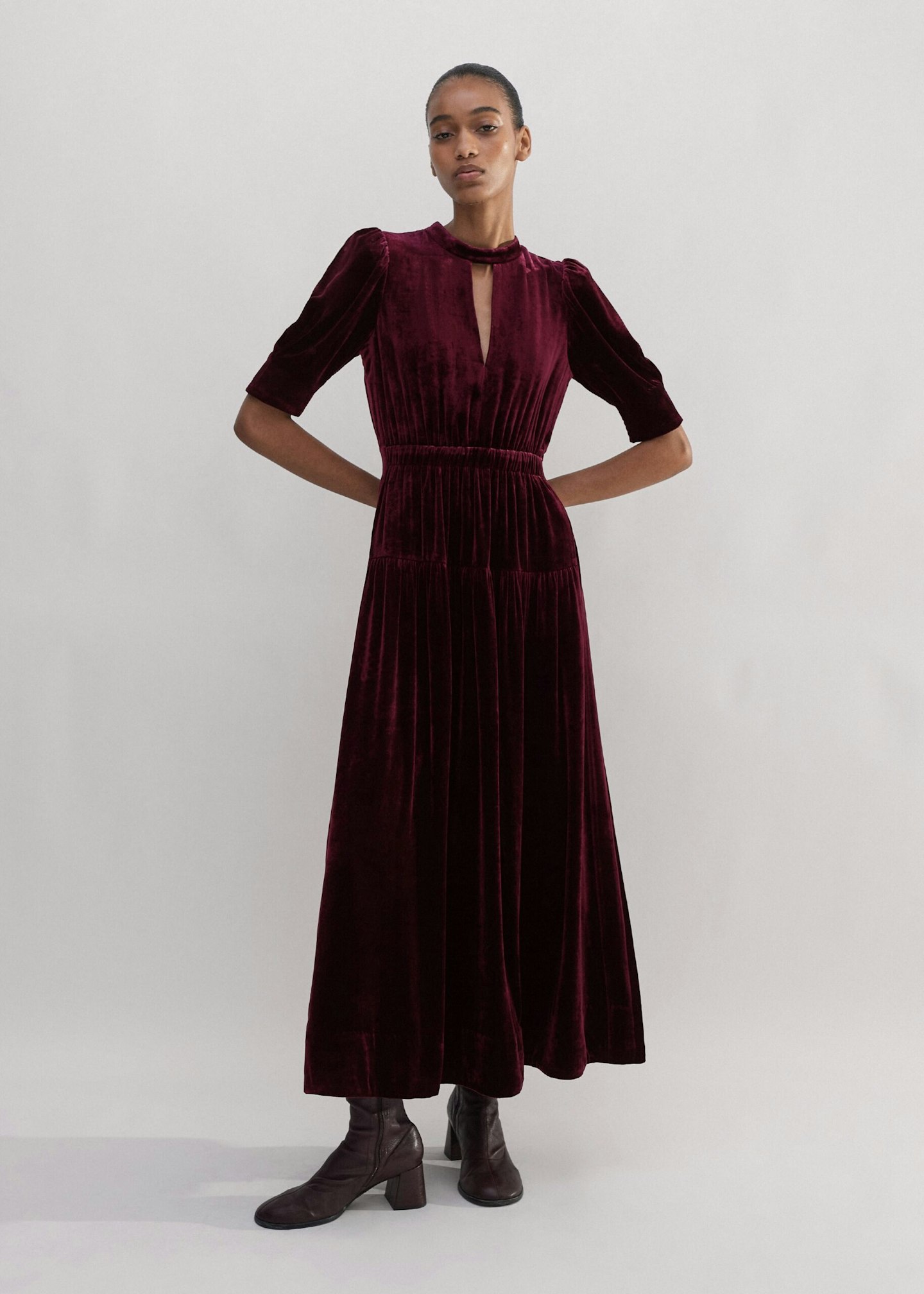 Me+Em Silk-Blend Velvet Maxi Dress