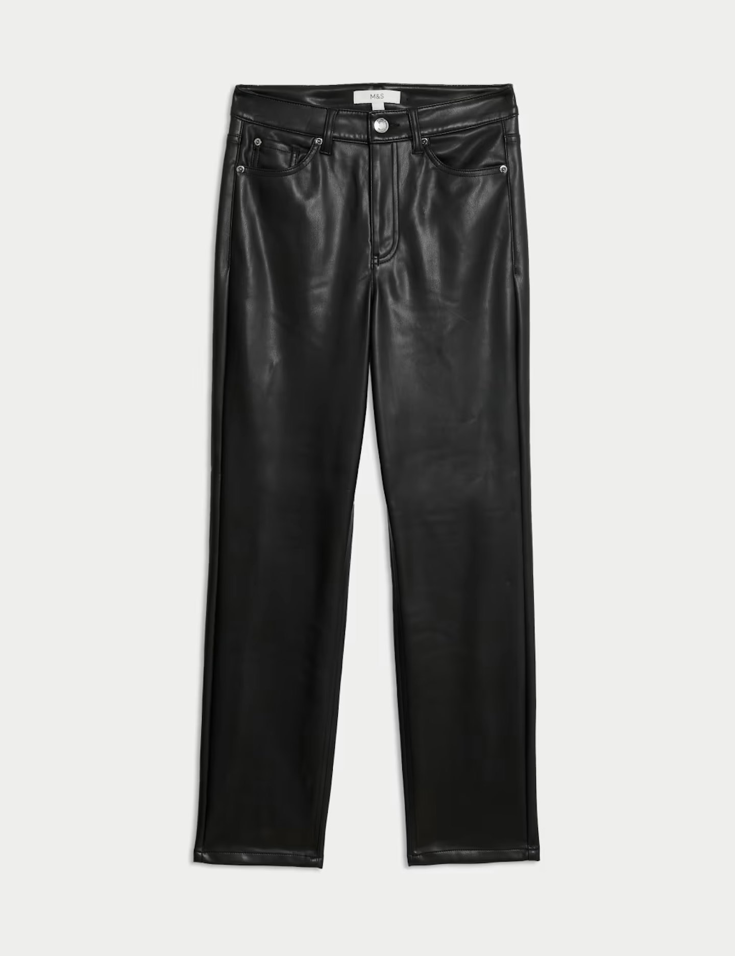 M&S, Faux Leather Straight Leg Trousers