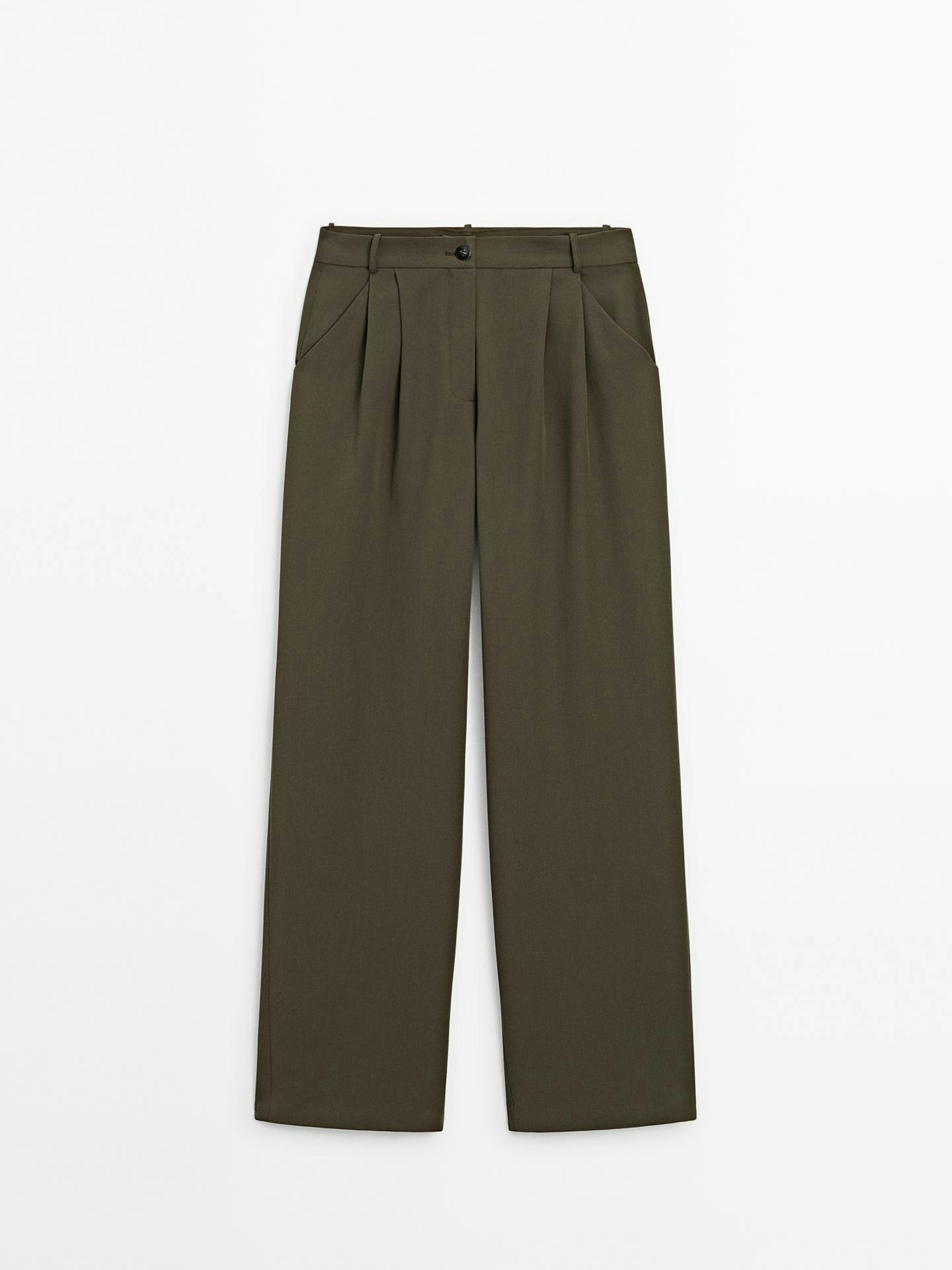 Massimo Dutti, Straight Fit Pants In Mole Brown