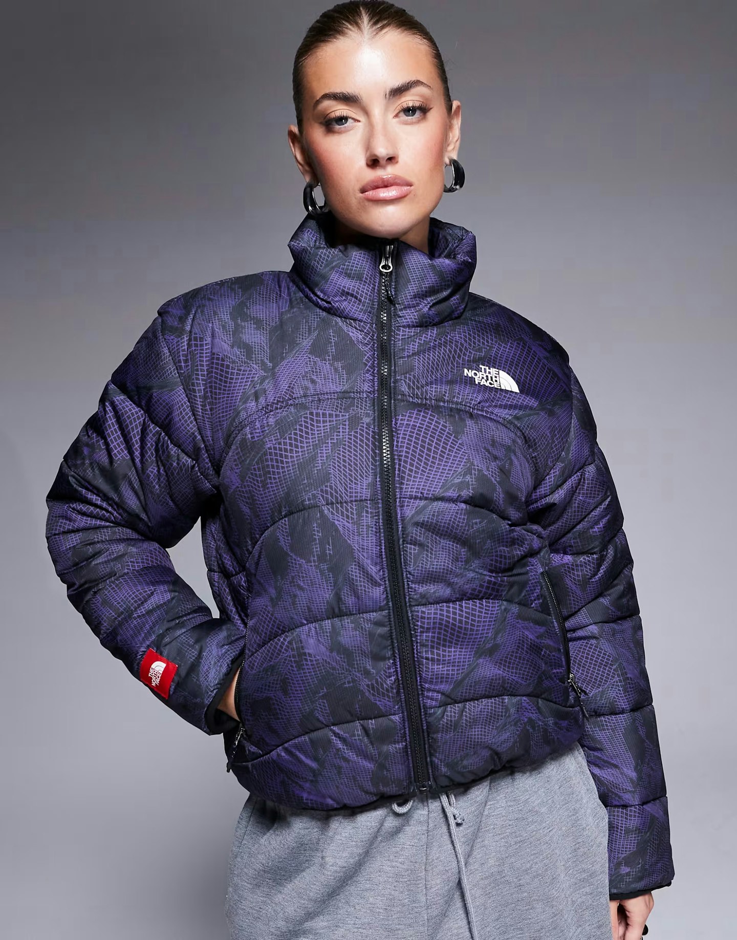 The North Face Seven Summits TNF 2000 Puffer Jacket In Purple Mountain Print black friday sale