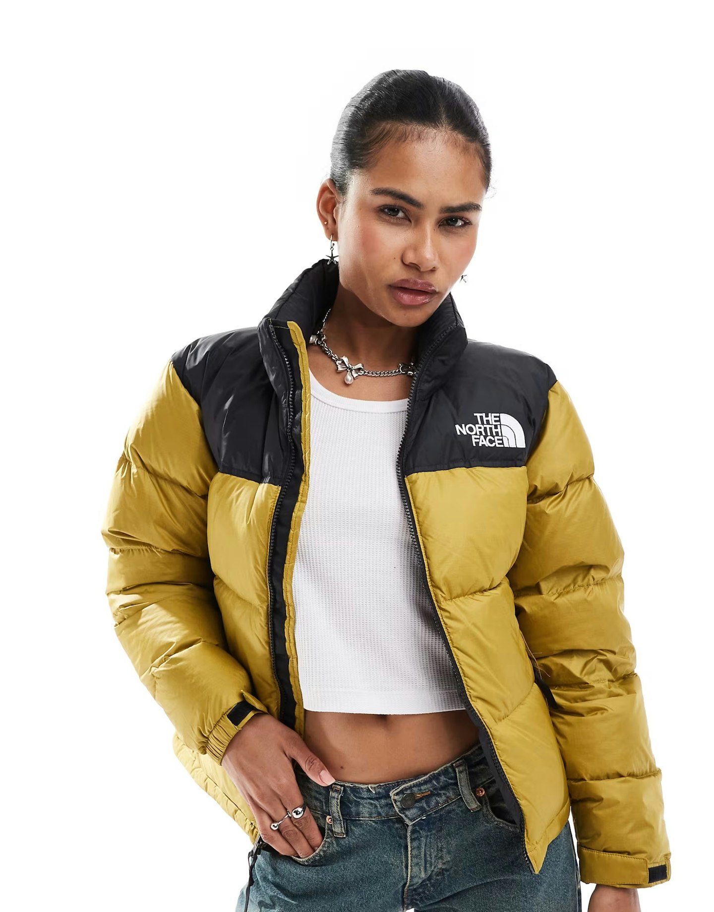 The North Face 96 Retro Nuptse puffer jacket in khaki black friday sale