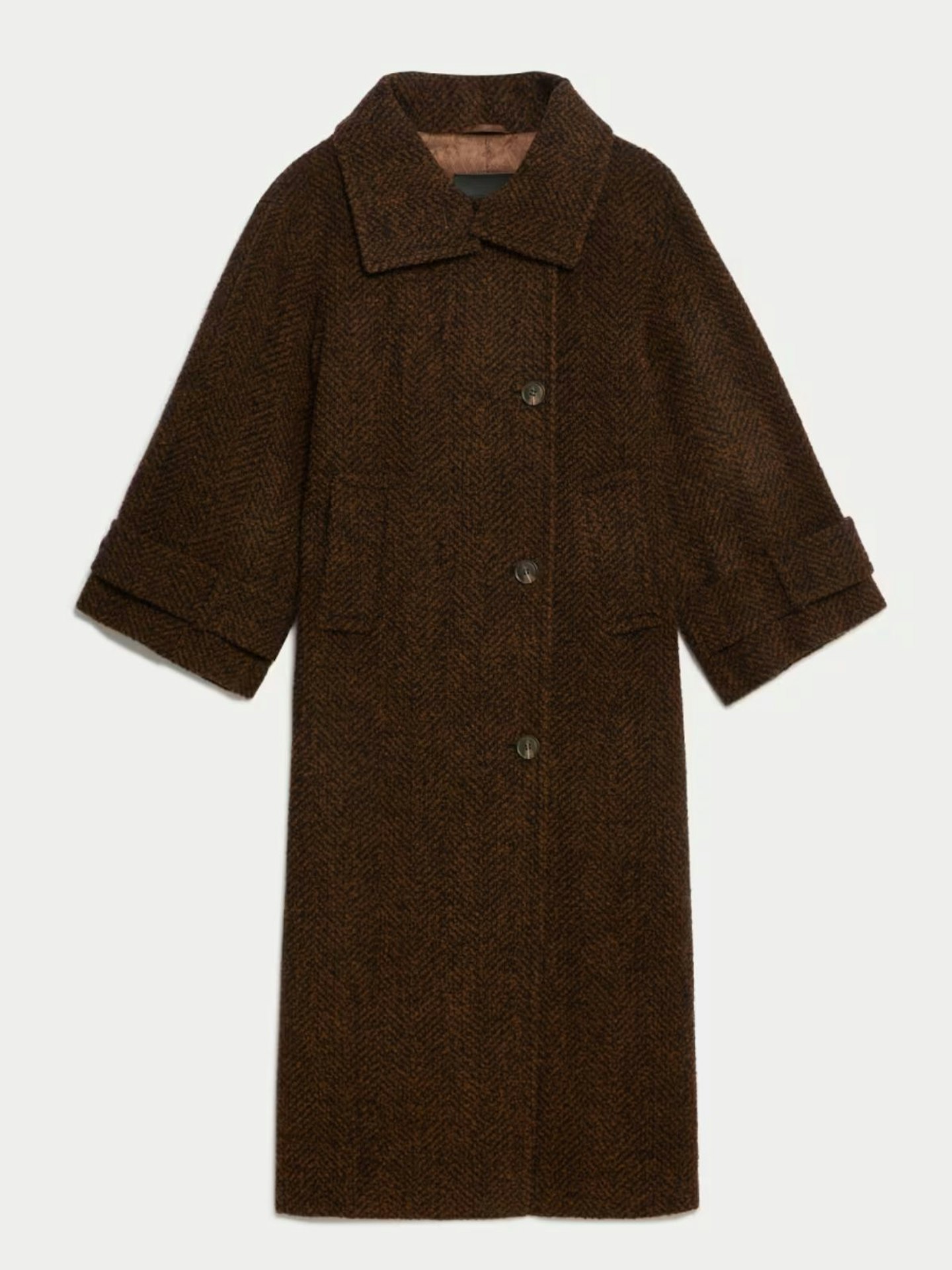 Autograph Wool Blend Herringbone Longline Tailored Coat