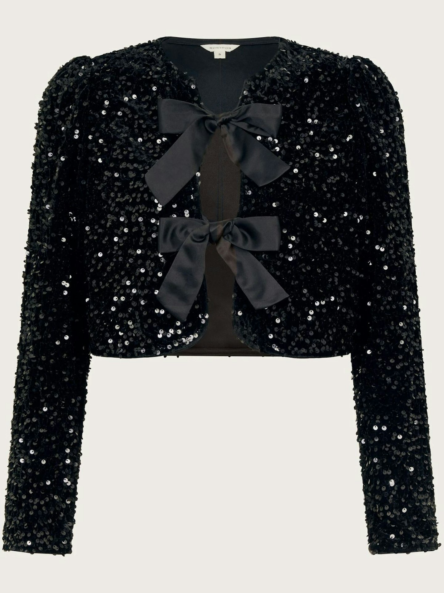 Belinda Bow Sequin Jacket Black