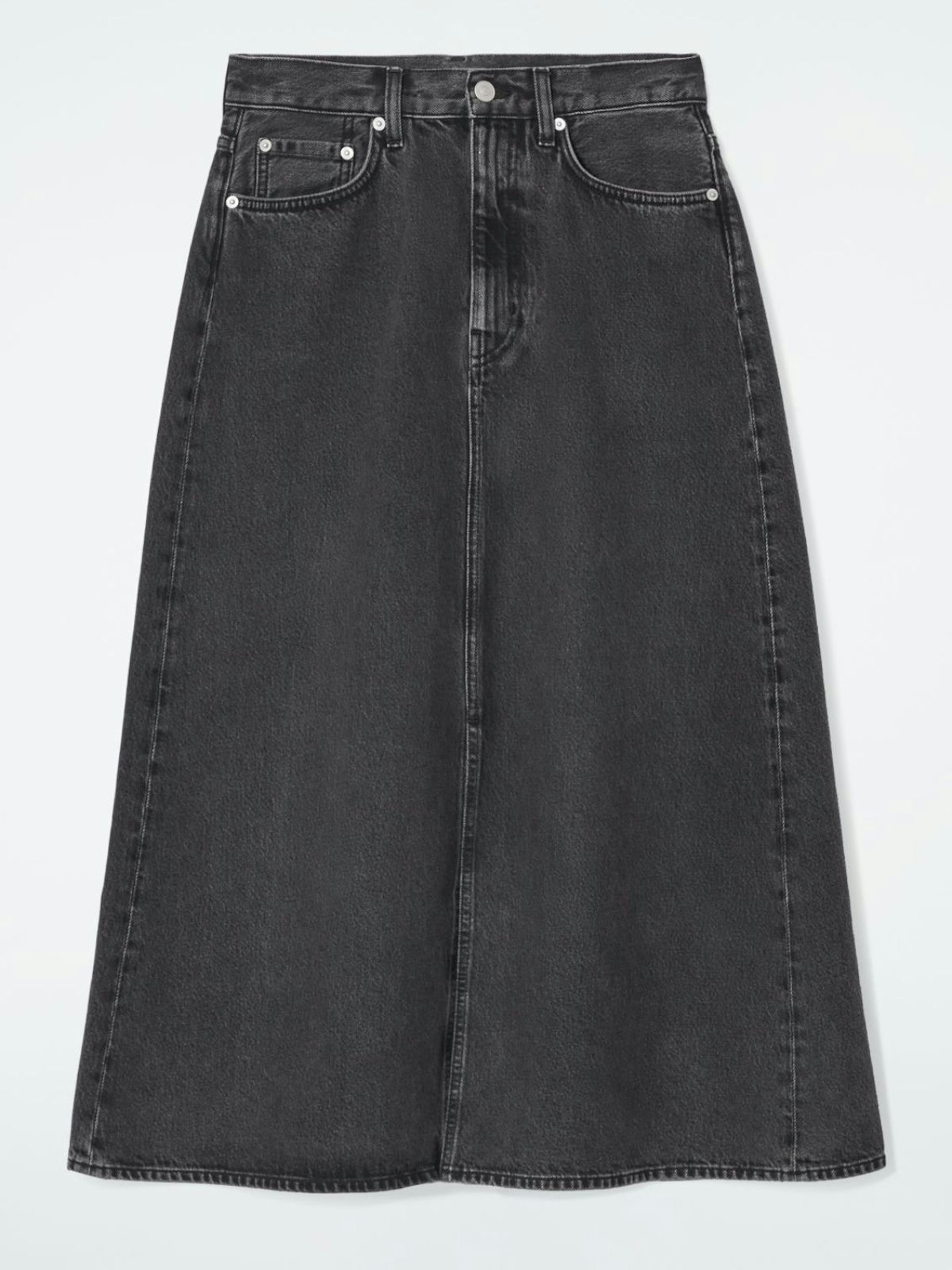 A-Line Denim Midi Skirt