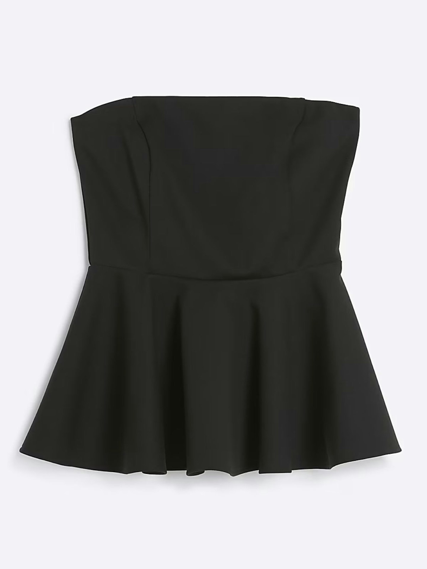 River Island, Black Bandeau Peplum Top