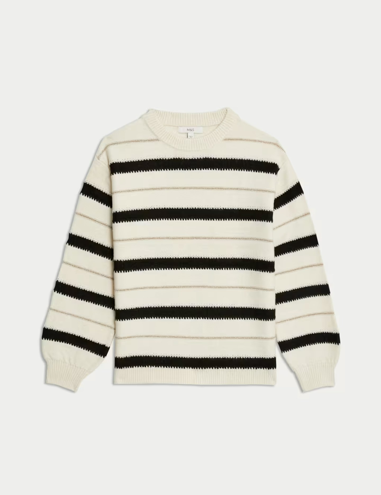 M&S, Cloud-Yarn Striped Crew Neck Jumper