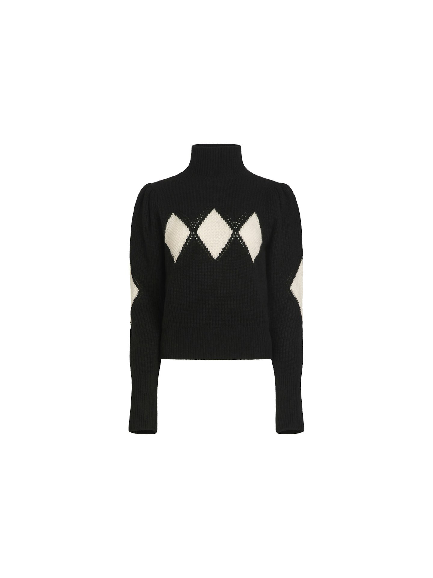 Shrimps x Reformation Diamond Cashmere Turtleneck Black/Cream 