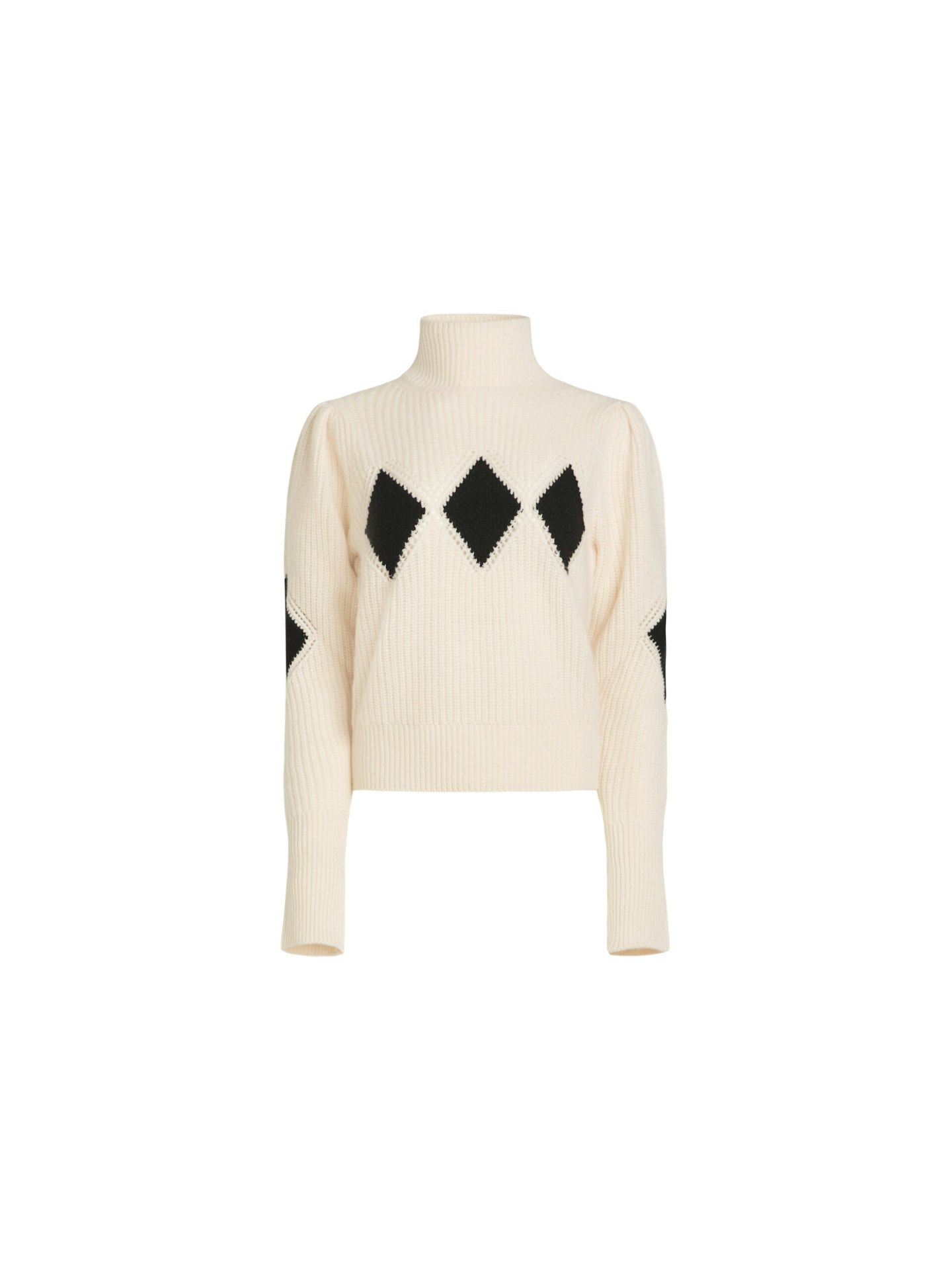 Shrimps x Reformation Diamond Cashmere Turtleneck Cream Black