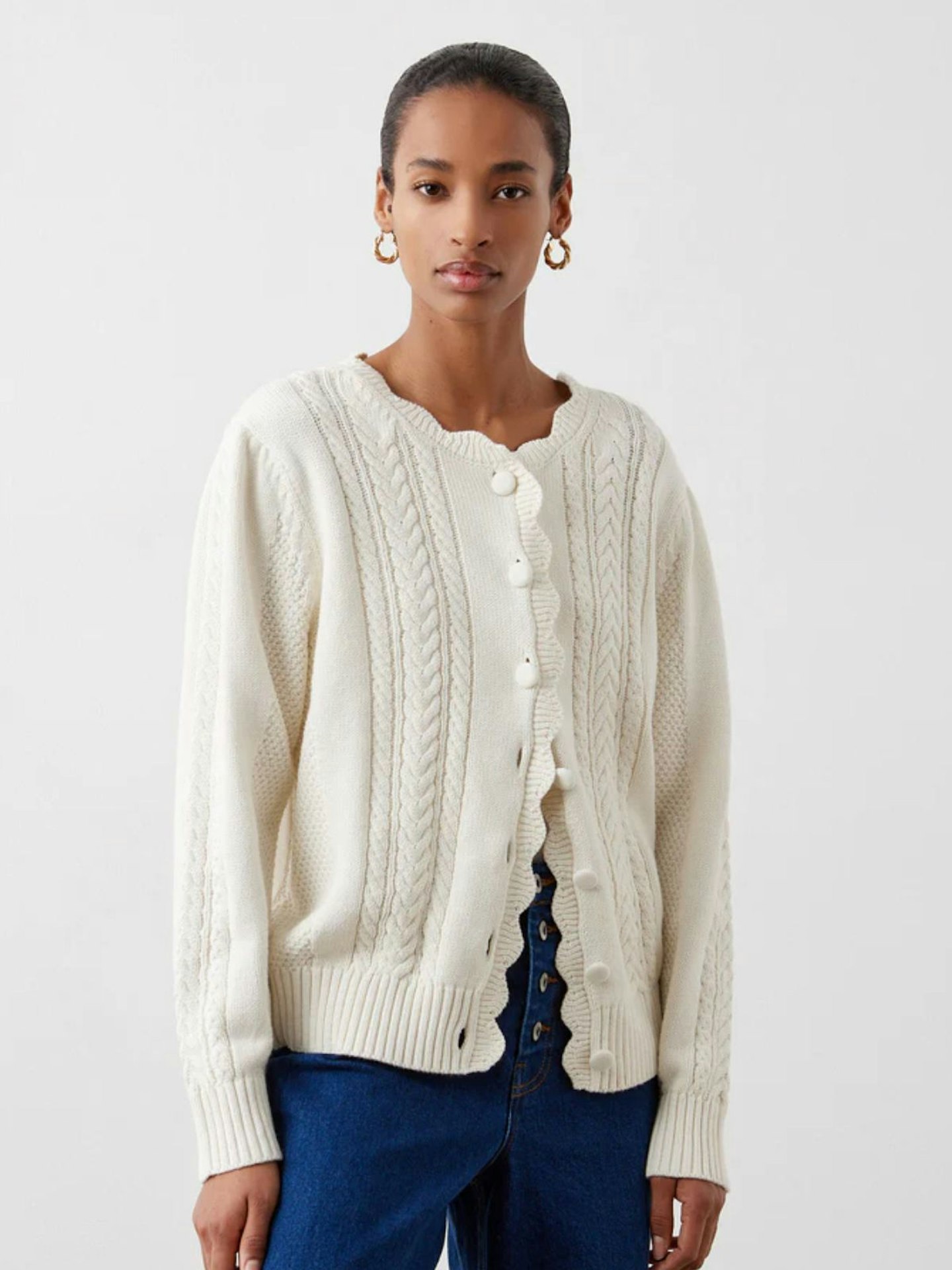 Sadie Ivory Button Front Cardigan