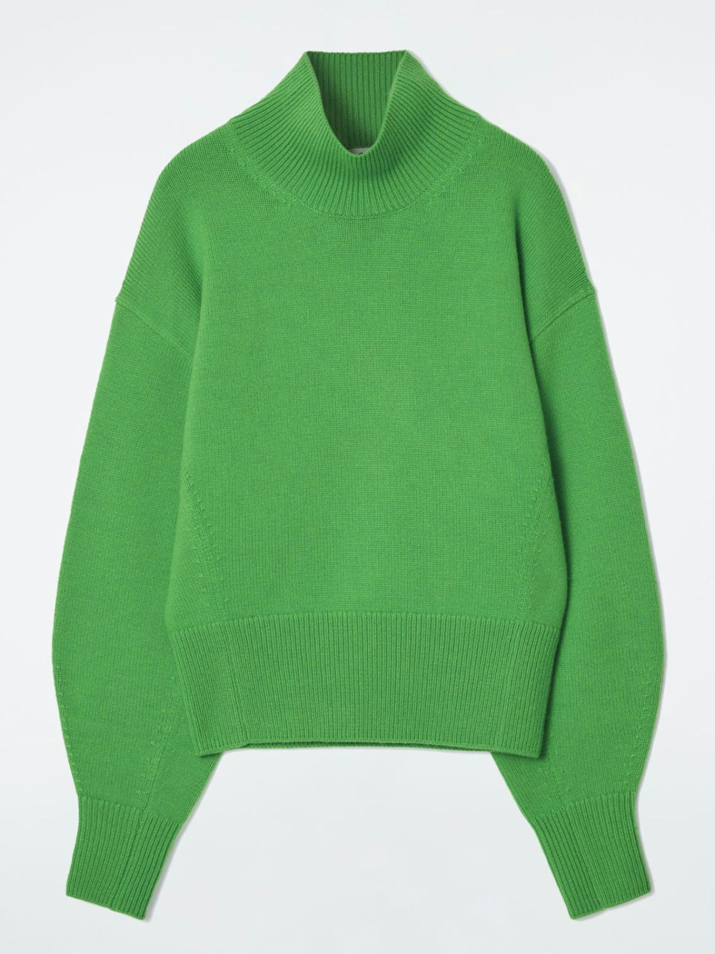 Funnel-Neck Waisted Wool Jumper