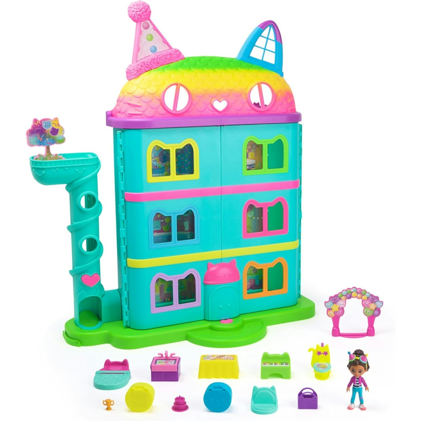 Gabby’s Dollhouse, 15-Piece Rainbow-Themed, Celebration Doll’s House