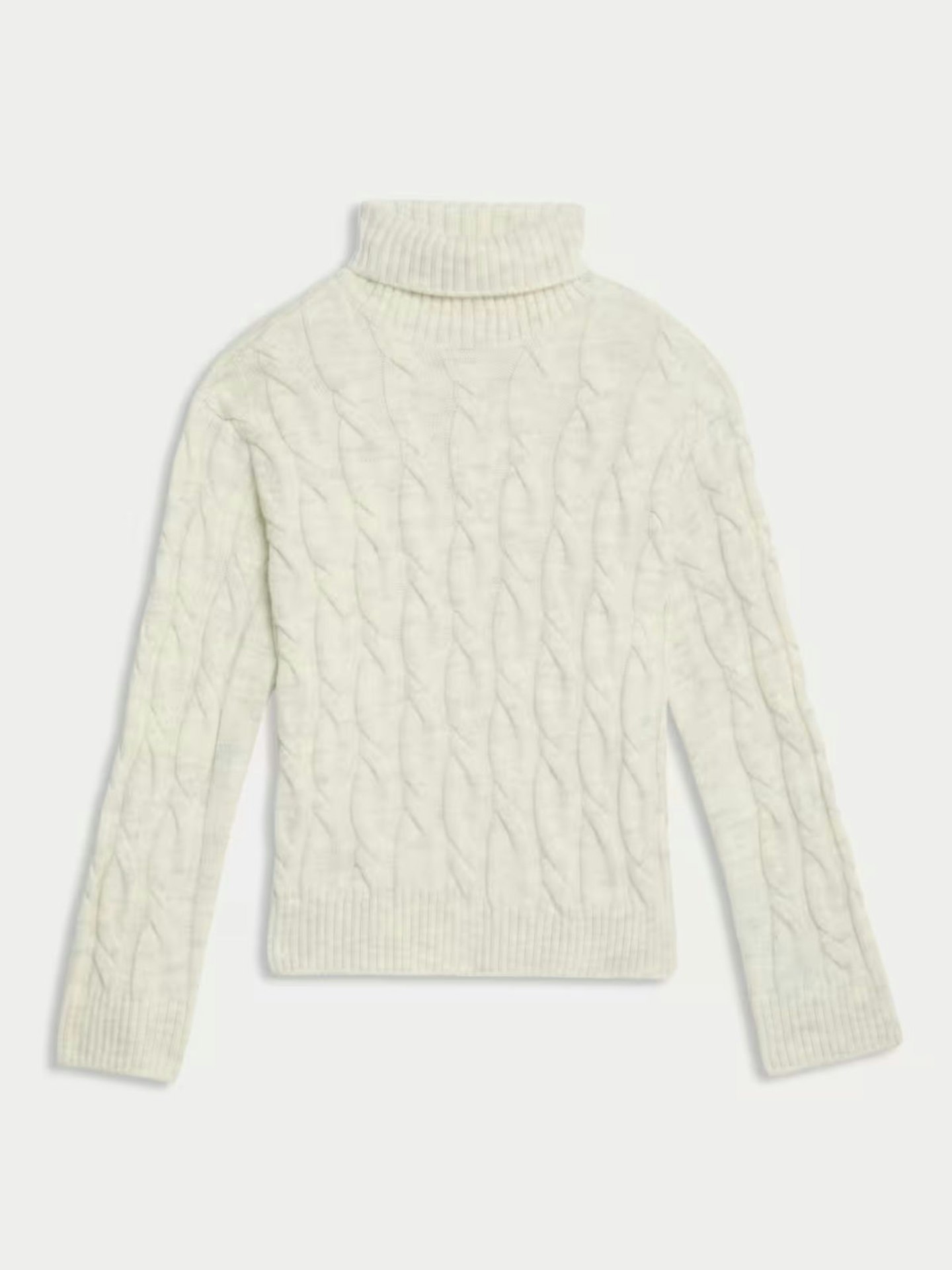 Cable Knit Roll Neck Jumper - Ivory