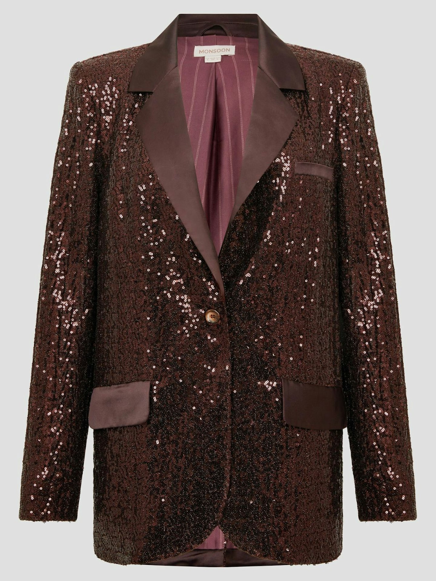Monsoon x Sarah Corbett-Winder Satin Sequin Blazer Bronze