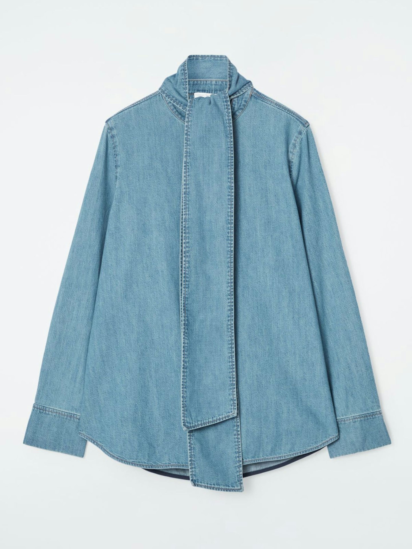 Neck-Tie Denim Blouse