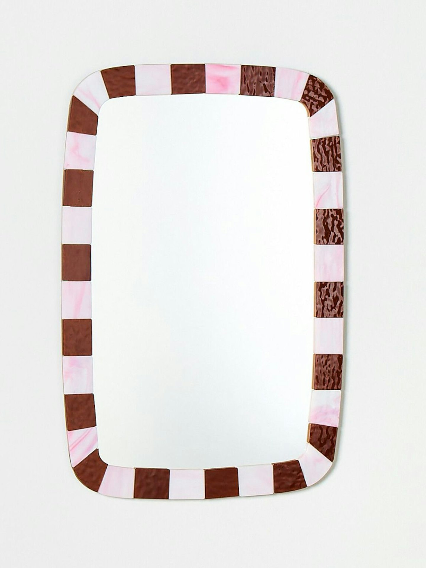 Oliver Bonas, Alyssa Pink And Brown Glass Wall Mirror