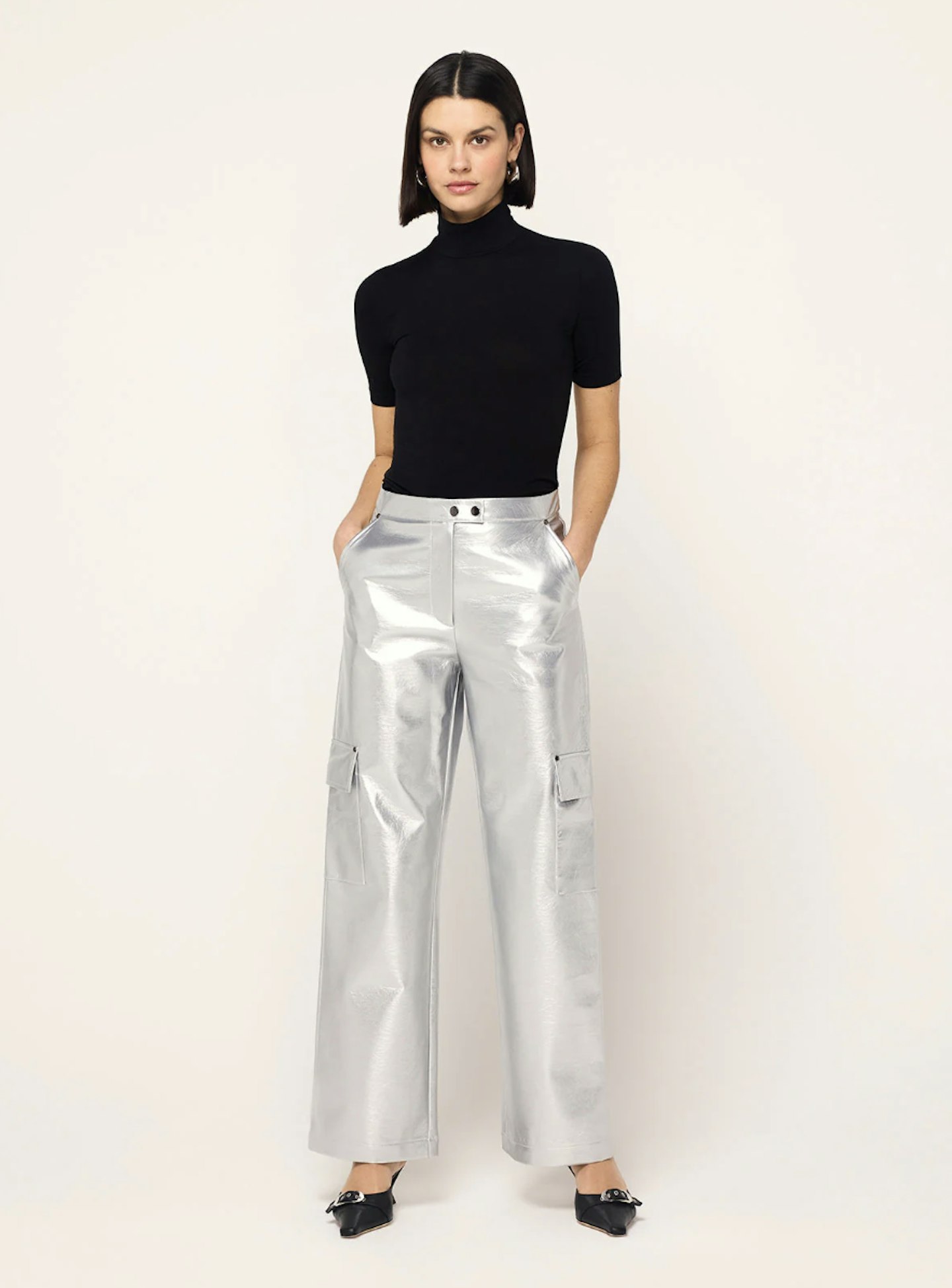 silver cargo trousers