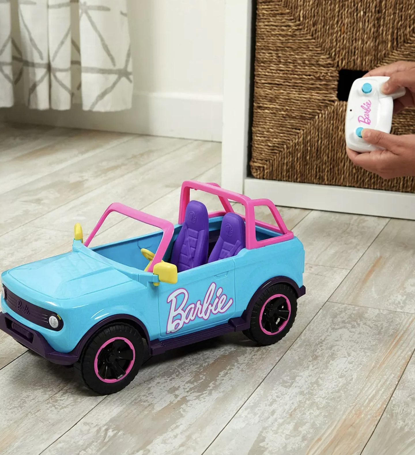 Barbie Remote Control SUV & Stickers, Battery-Powered Toy Truck